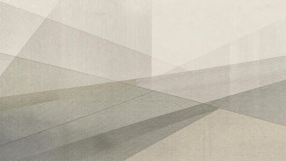 Abstract gray lines form a repeated pattern, with a small gap subtly interrupting their alignment.