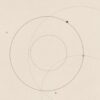 Minimal abstract illustration with a few delicate, irregular concentric rings and tiny varied dots, some rings overlapping and intersecting. The sparse shapes sit against a warm off-white background, accented with muted charcoal and soft sage. The composition suggests interconnected living systems and cosmic scale, with a calm, understated editorial style. No text or recognizable objects.